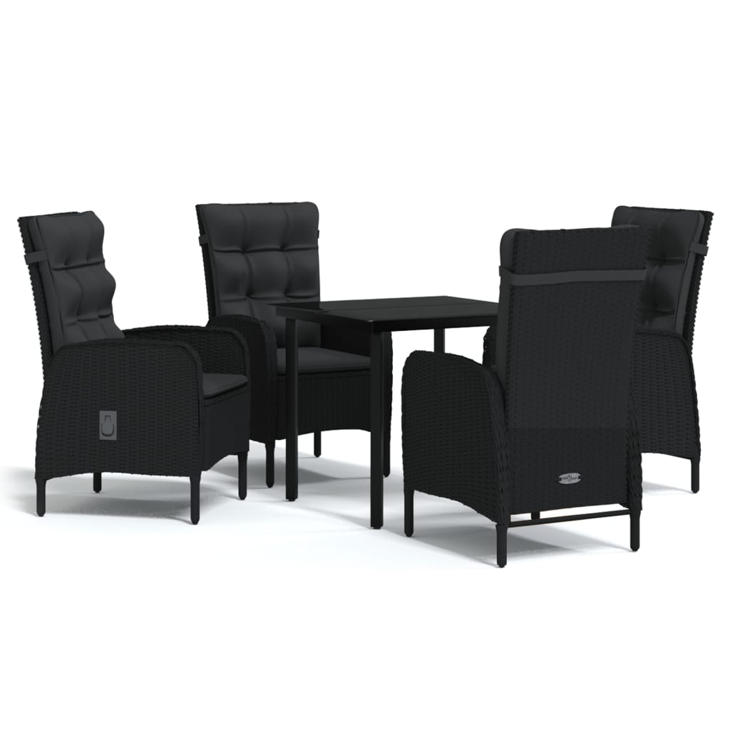 Ensemble à manger de jardin avec coussins 5 pcs Noir