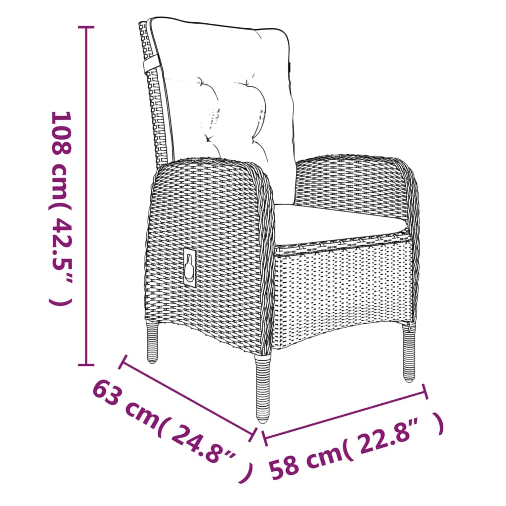 Ensemble à manger de jardin et coussins 5pcs Gris/noir
