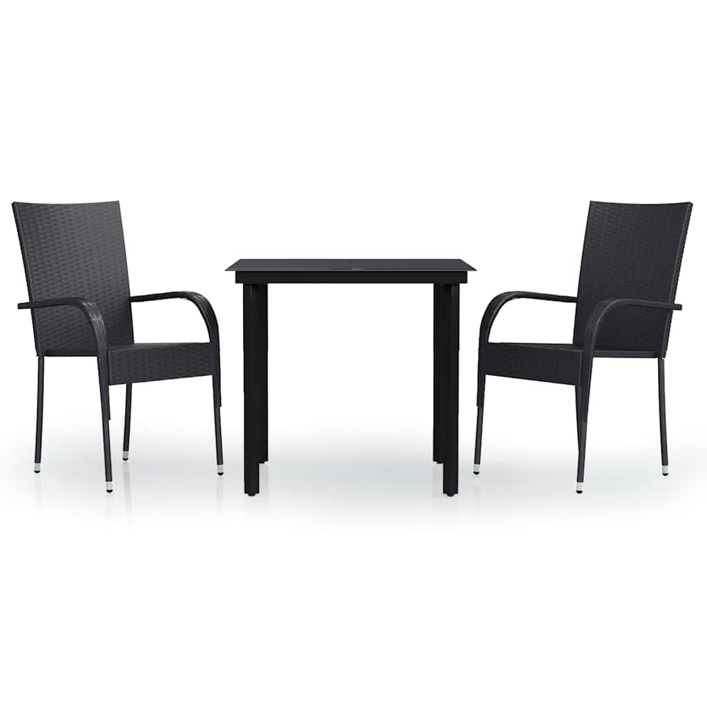 Ensemble à manger de jardin 3 pcs Noir