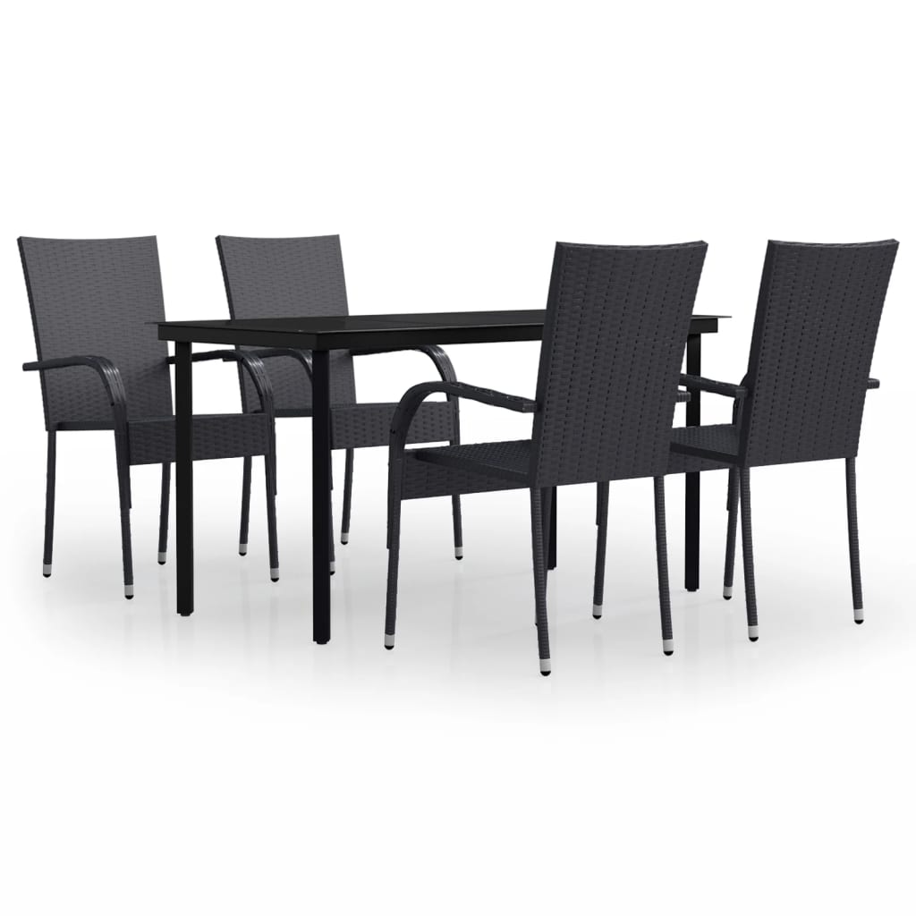 Ensemble à manger de jardin 5 pcs Noir