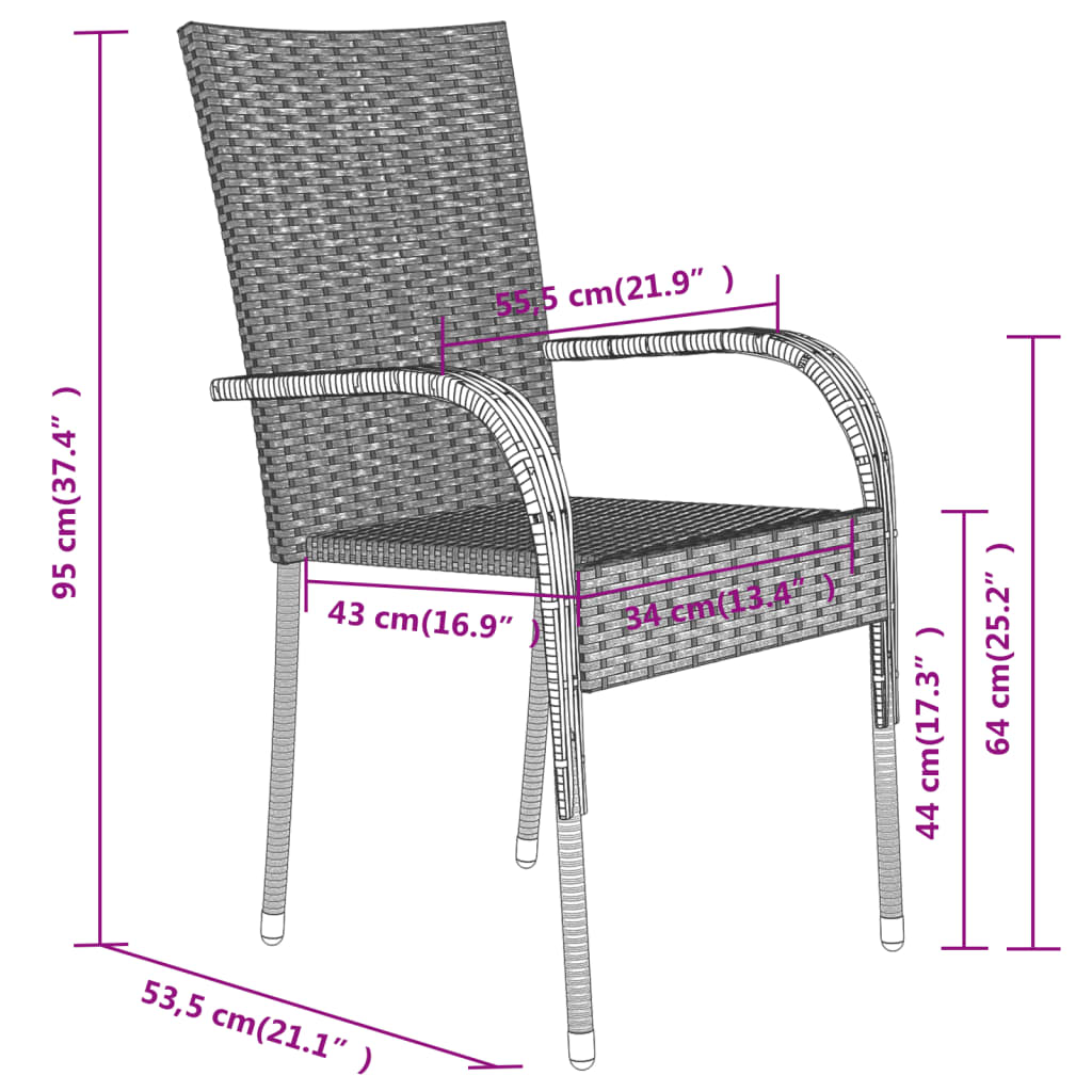 Ensemble à manger de jardin 7 pcs Noir