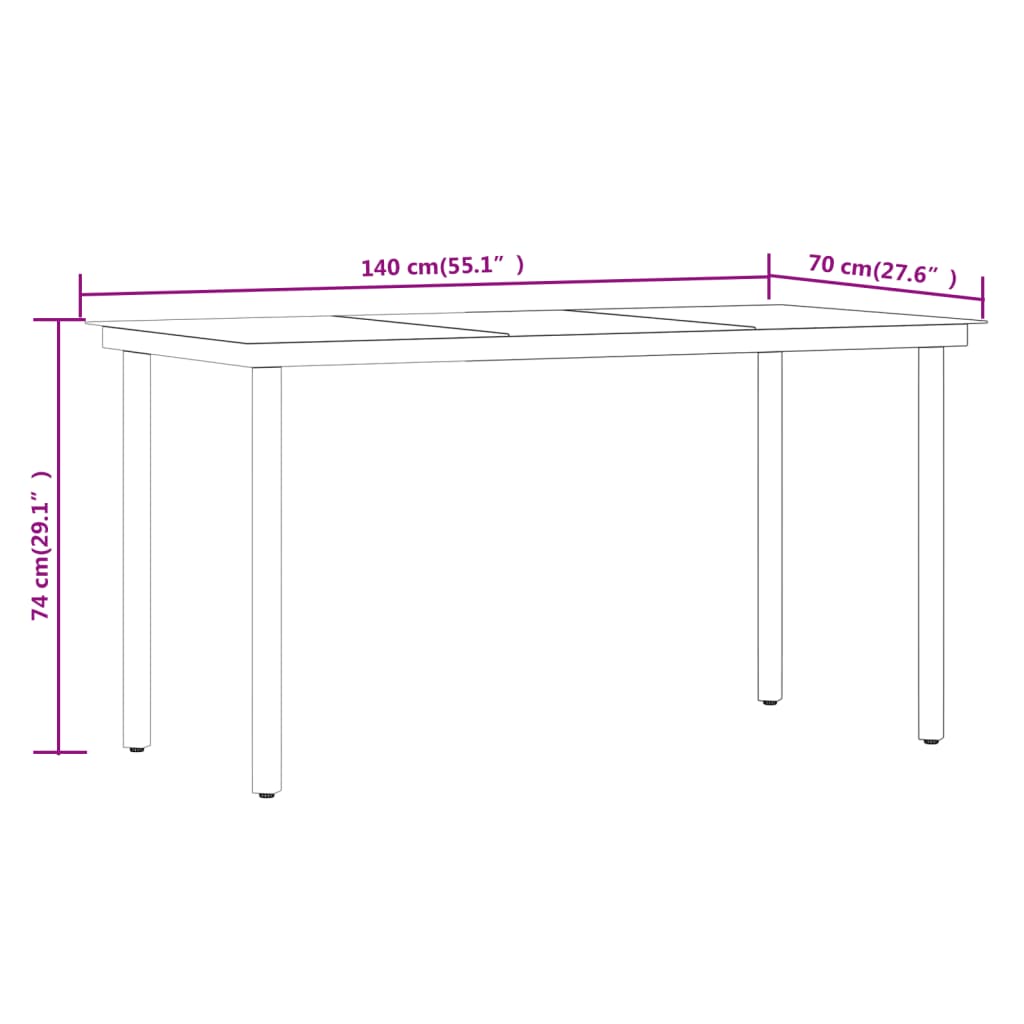 Ensemble à manger de jardin 7 pcs Noir