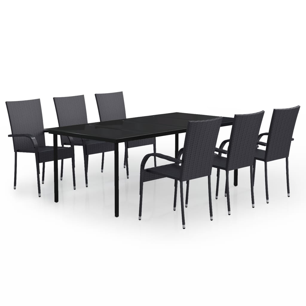 Ensemble à manger de jardin 7 pcs Noir
