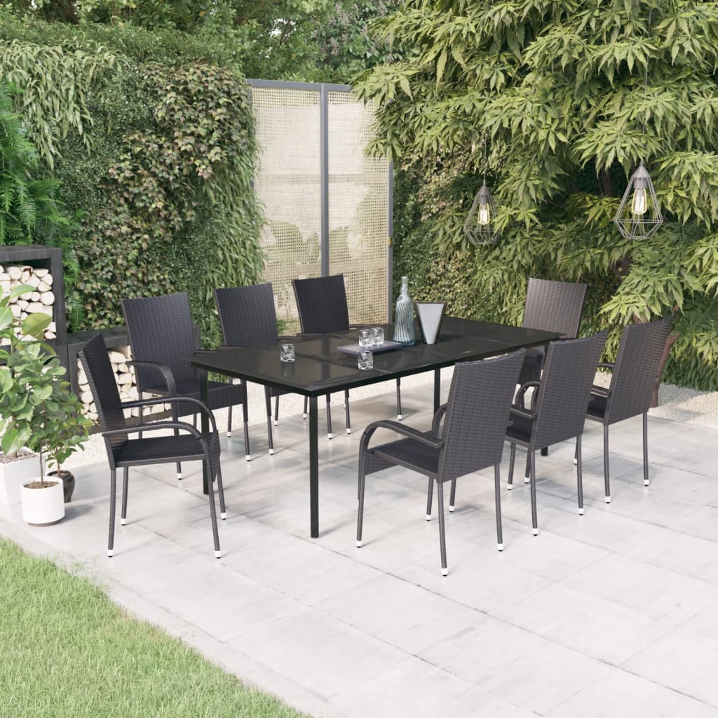 Ensemble à manger de jardin 9 pcs Noir