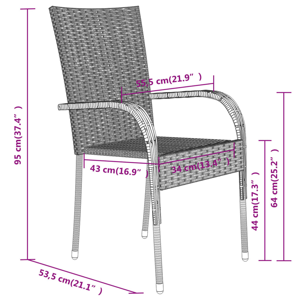 Ensemble à manger de jardin 5 pcs Marron et noir