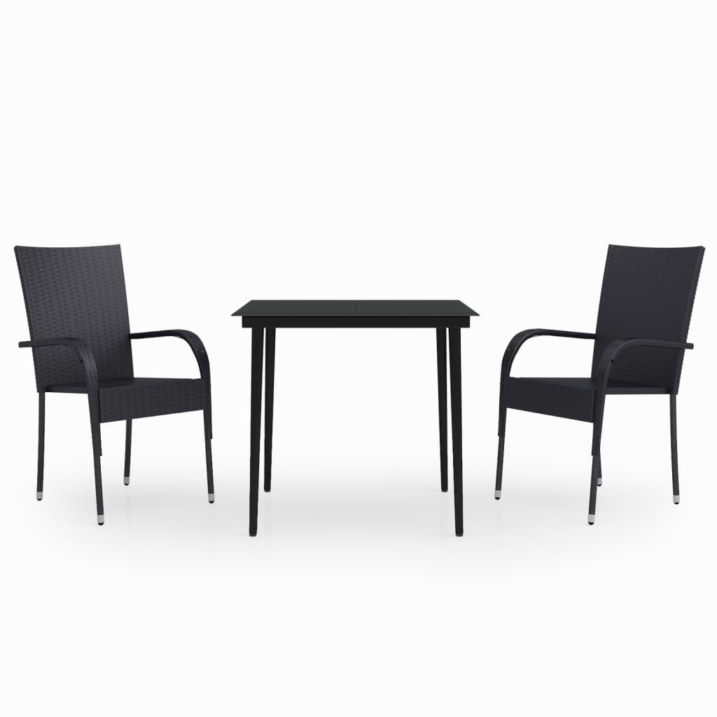 Ensemble à manger de jardin 3 pcs Noir
