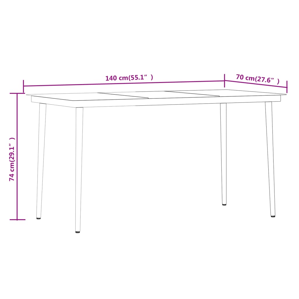 Ensemble à manger de jardin 5 pcs Marron et noir