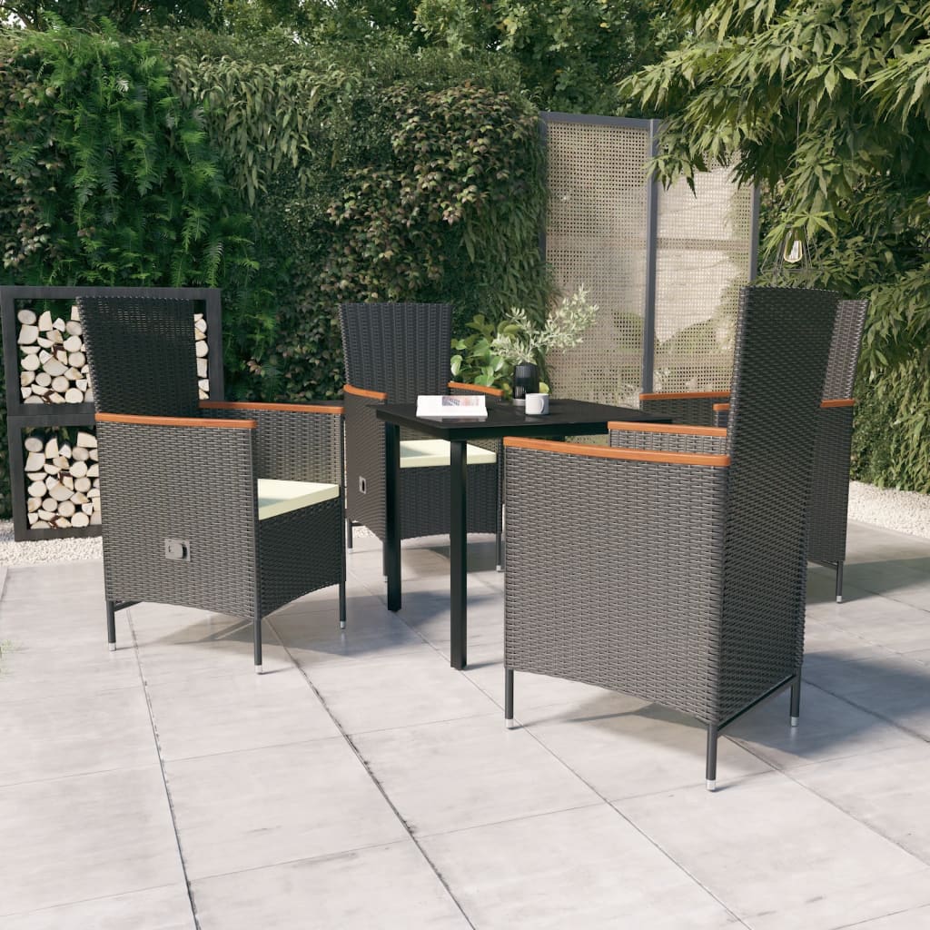 Ensemble à manger de jardin avec coussins 5 pcs Noir
