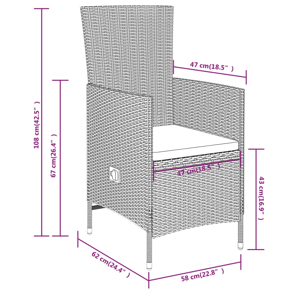 Ensemble à manger de jardin avec coussins 3 pcs Beige