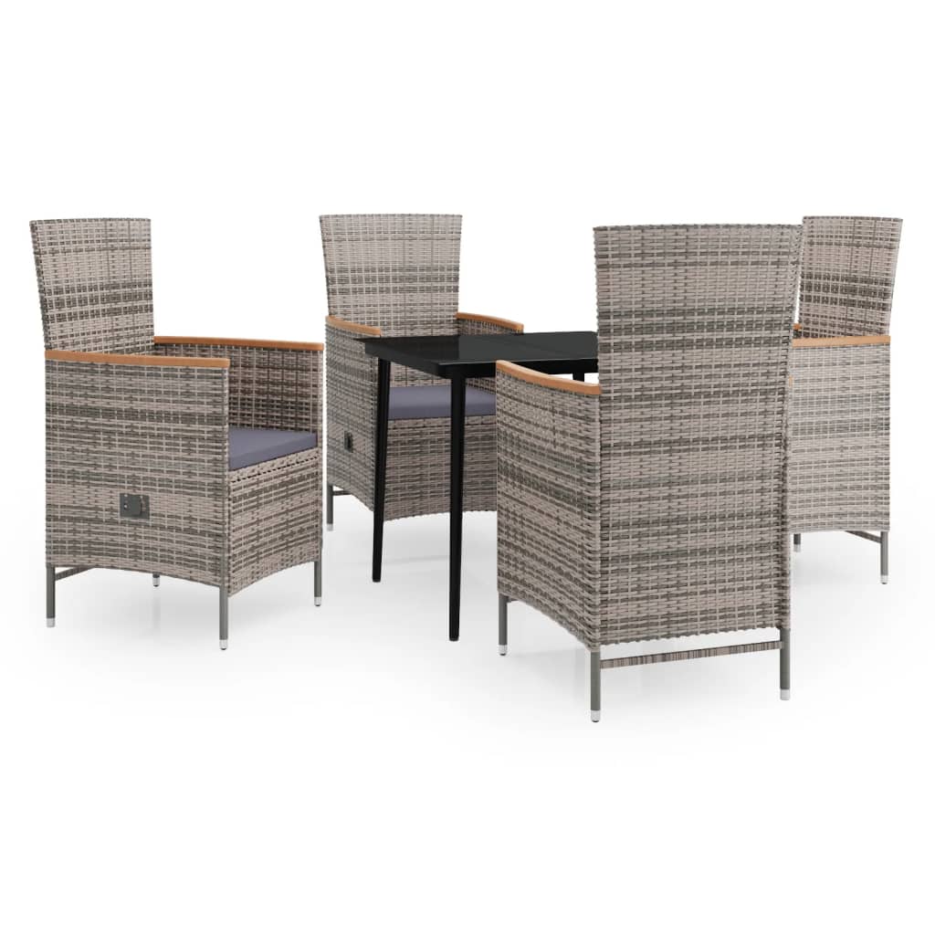 Ensemble à manger de jardin avec coussins 5 pcs Gris