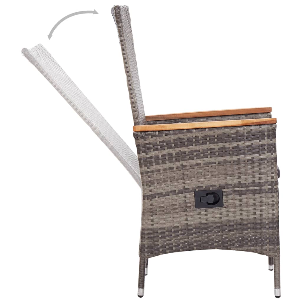 Ensemble à manger de jardin avec coussins 5 pcs Gris