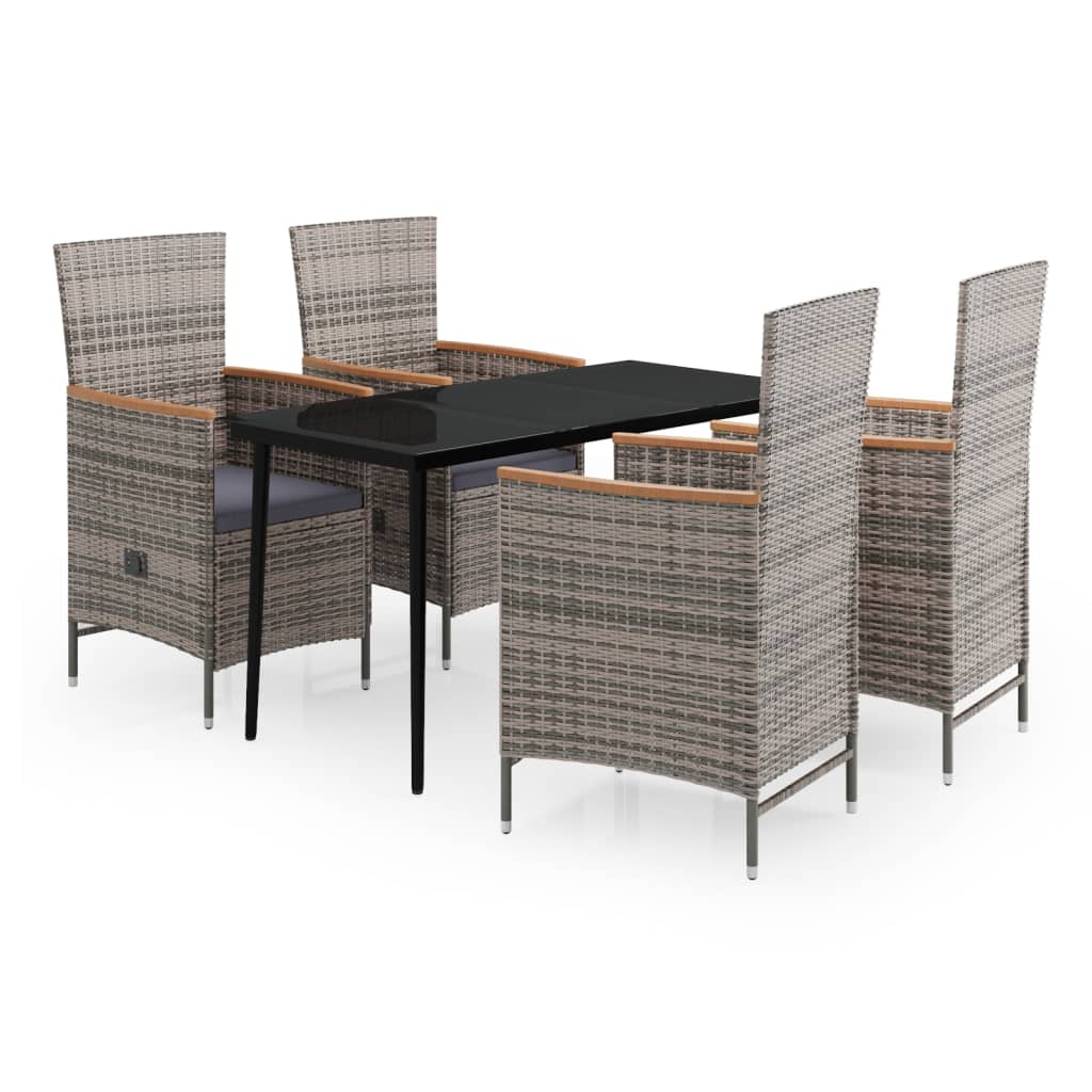 Ensemble à manger de jardin avec coussins 5 pcs Gris