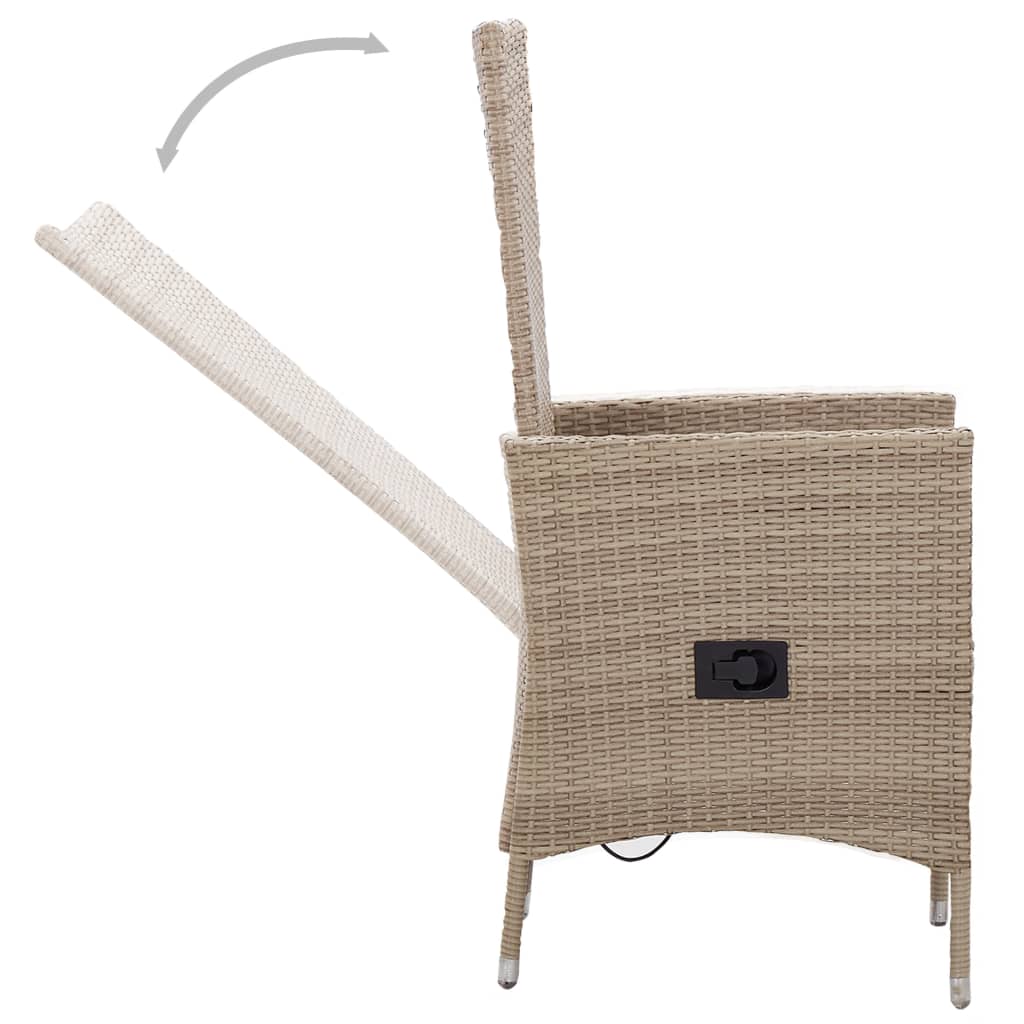 Ensemble à manger de jardin avec coussins 5 pcs Beige