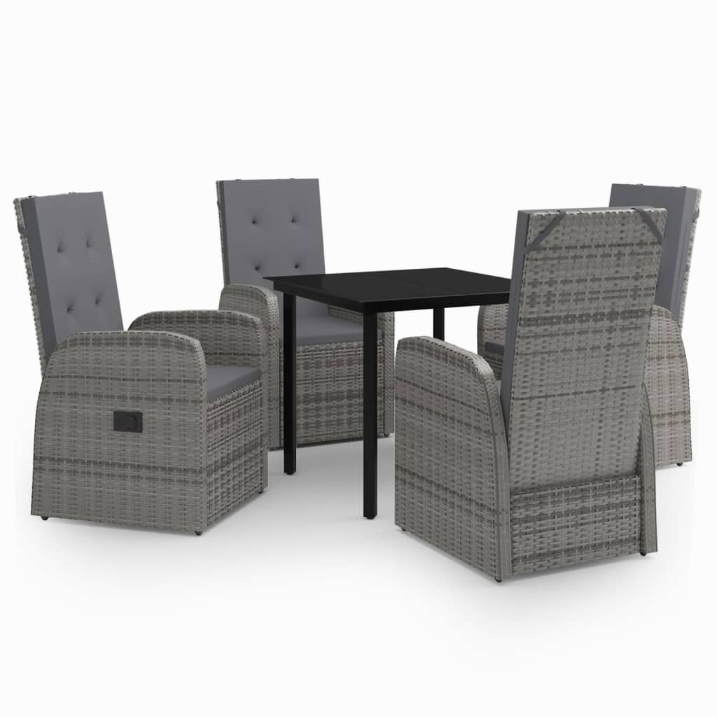 Ensemble à manger de jardin avec coussins 5 pcs Gris