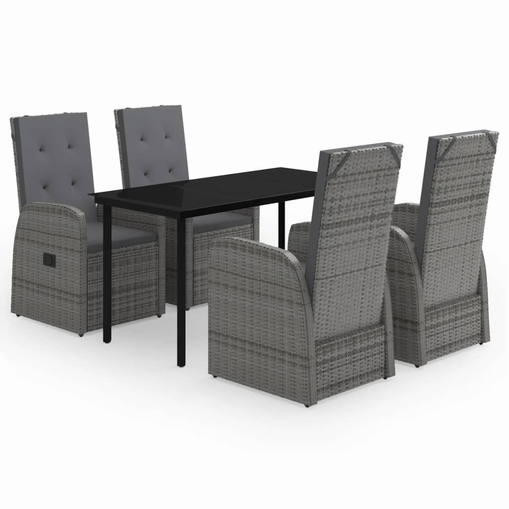 Ensemble à manger de jardin avec coussins 5 pcs Gris
