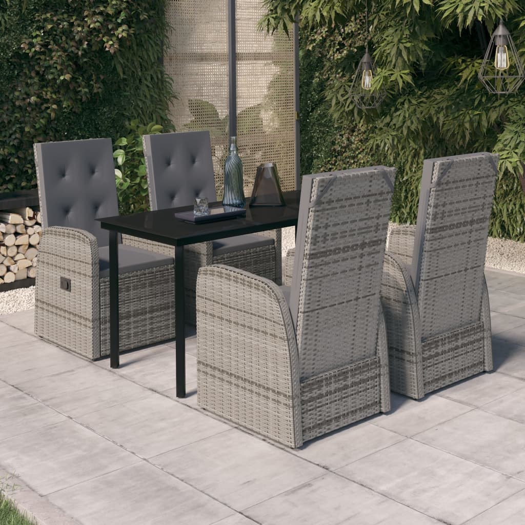 Ensemble à manger de jardin avec coussins 5 pcs Gris