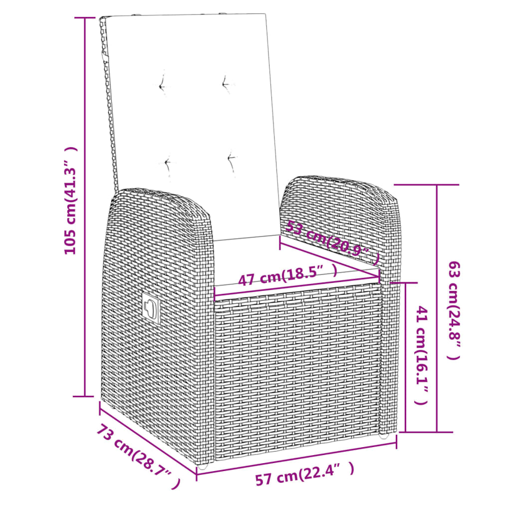 Ensemble à manger de jardin avec coussins 7 pcs Gris