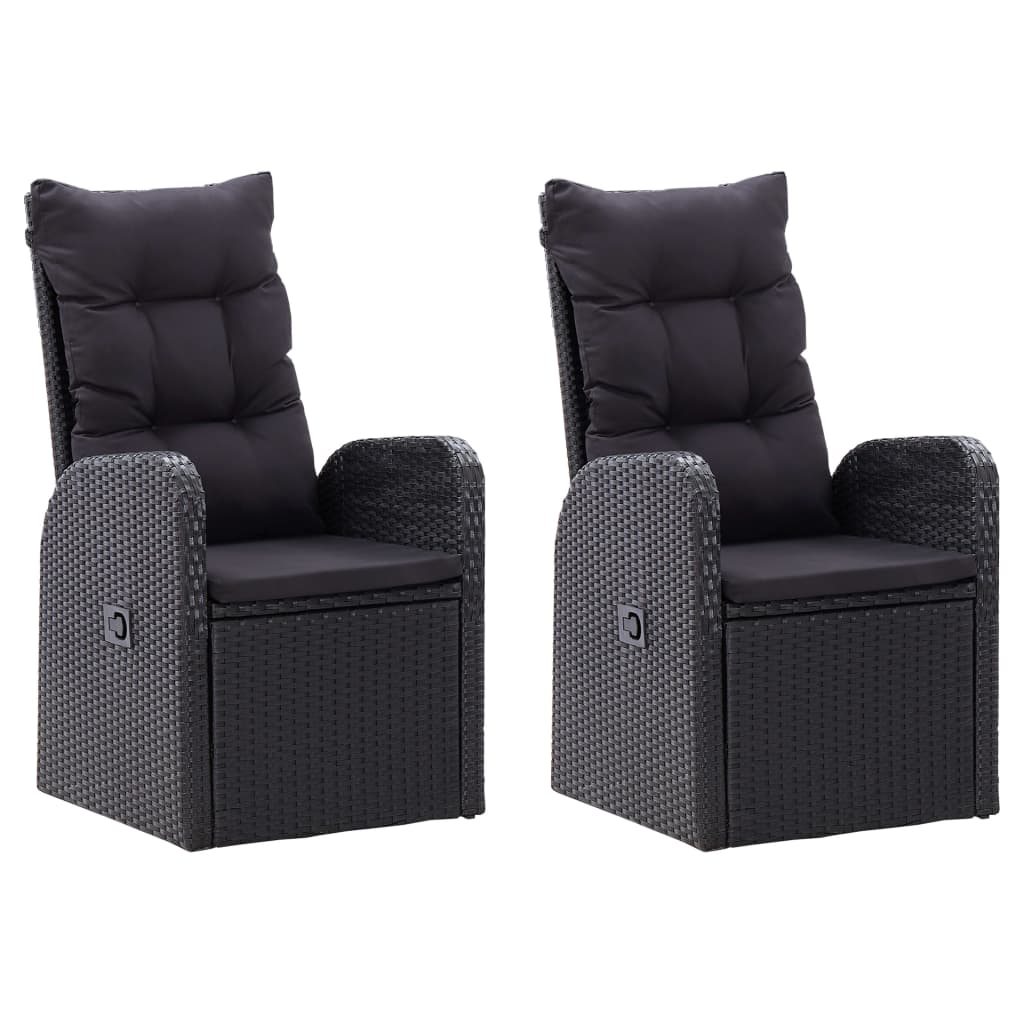 Ensemble à manger de jardin avec coussins 3 pcs noir