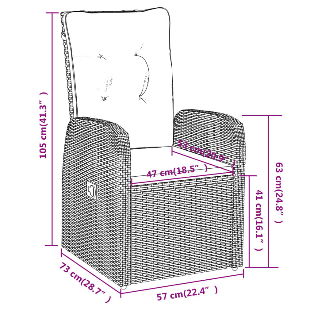 Ensemble à manger de jardin avec coussins 3 pcs noir