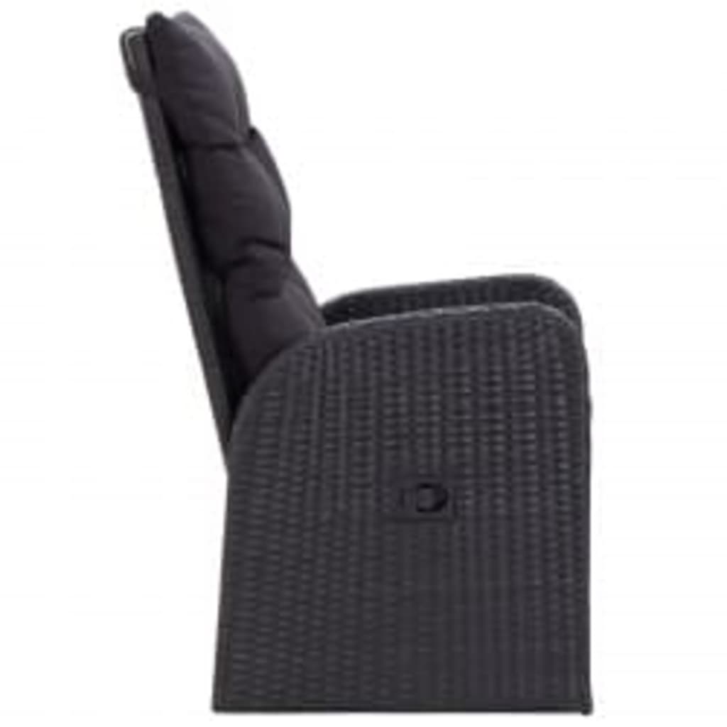Ensemble à manger de jardin avec coussins 5 pcs Noir
