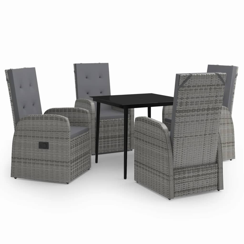 Ensemble à manger de jardin avec coussins 5 pcs Gris