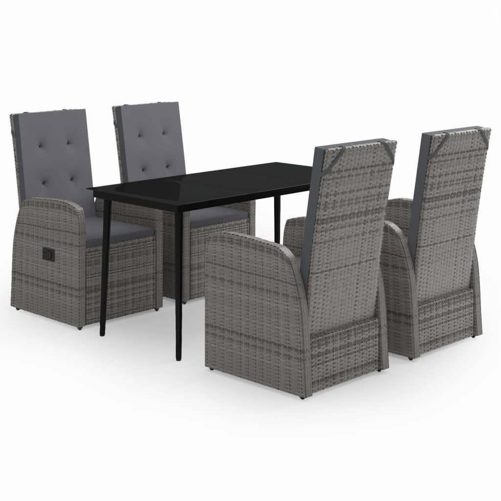 Ensemble à manger de jardin avec coussins 5 pcs Gris