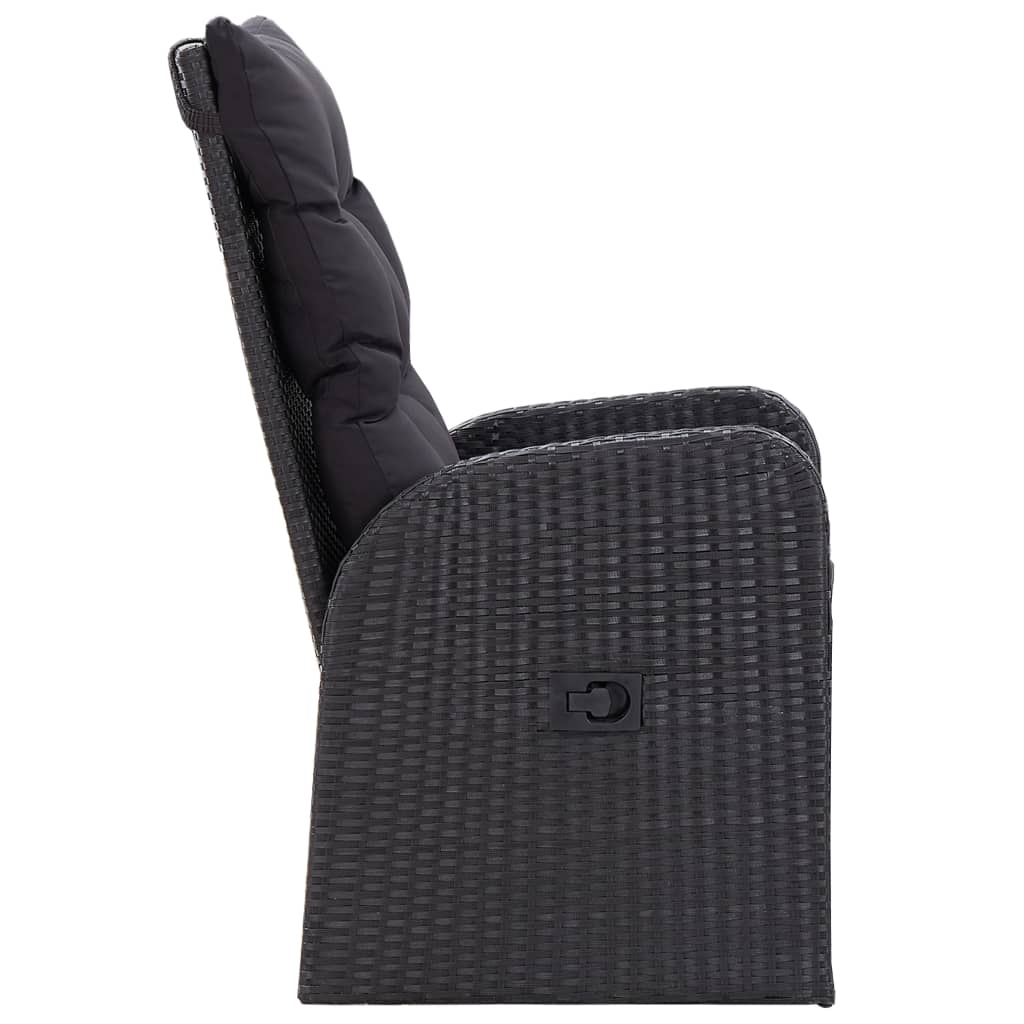Ensemble à manger de jardin avec coussins 3 pcs noir