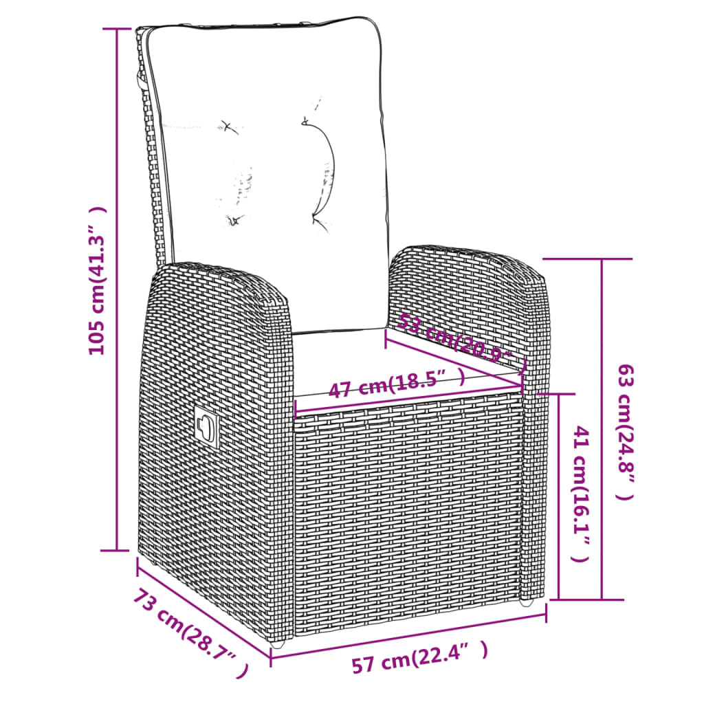 Ensemble à manger de jardin avec coussins 3 pcs noir