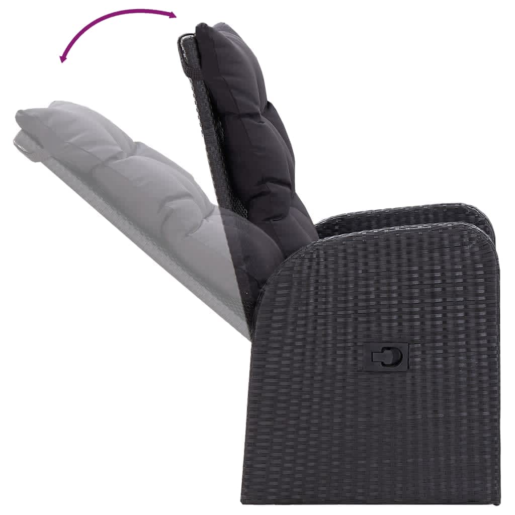 Ensemble à manger de jardin avec coussins 7 pcs Noir