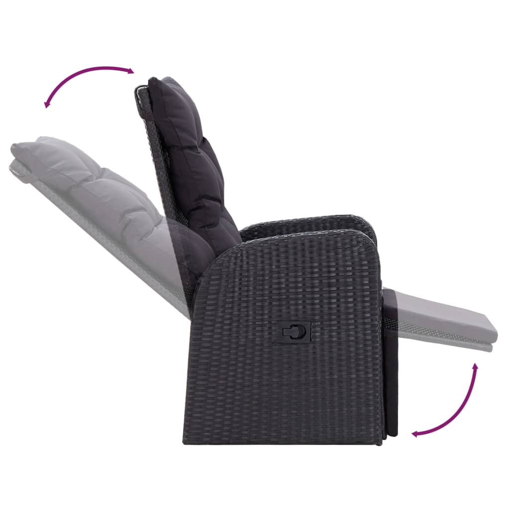 Ensemble à manger de jardin avec coussins 7 pcs Noir