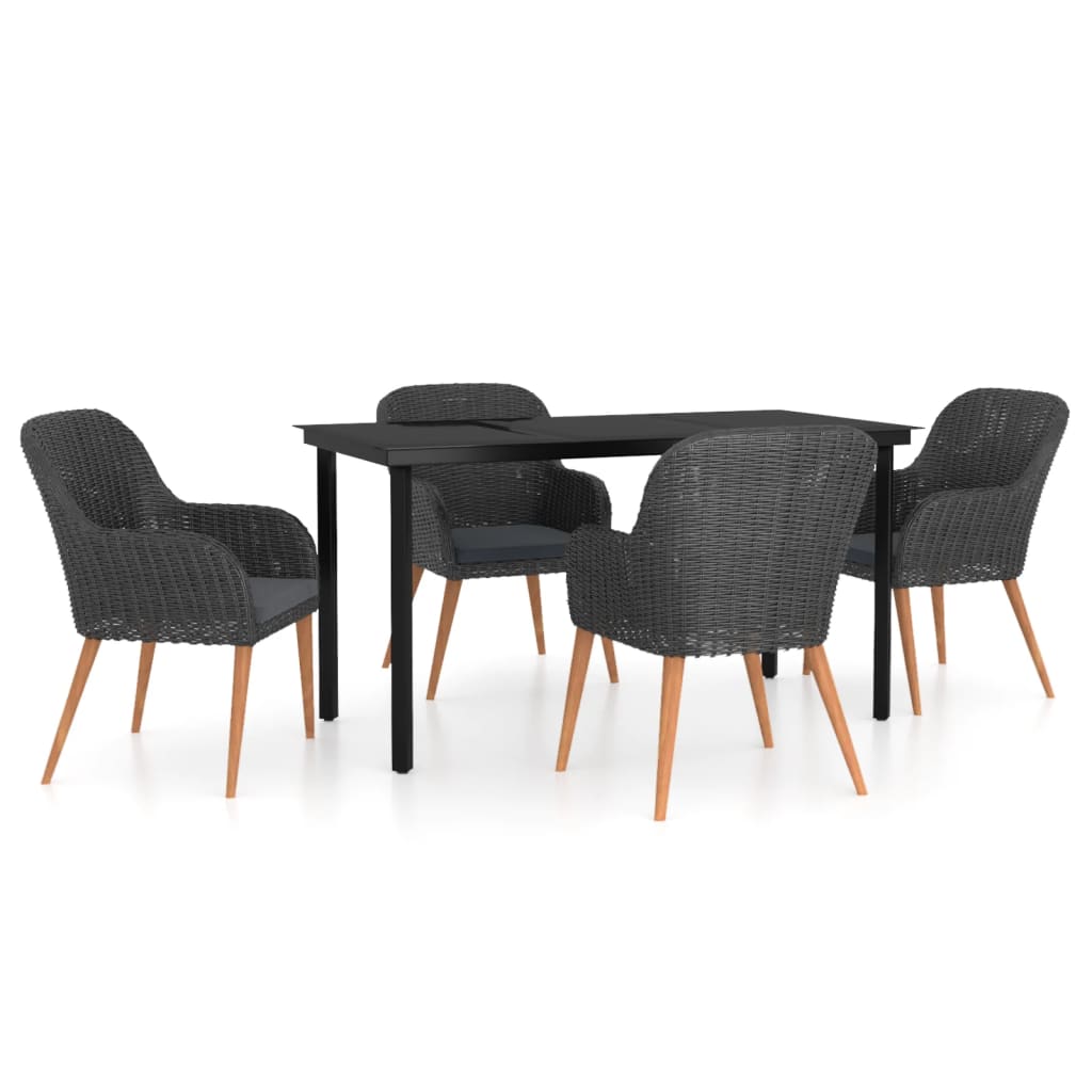 Ensemble à manger de jardin avec coussins 5 pcs Noir