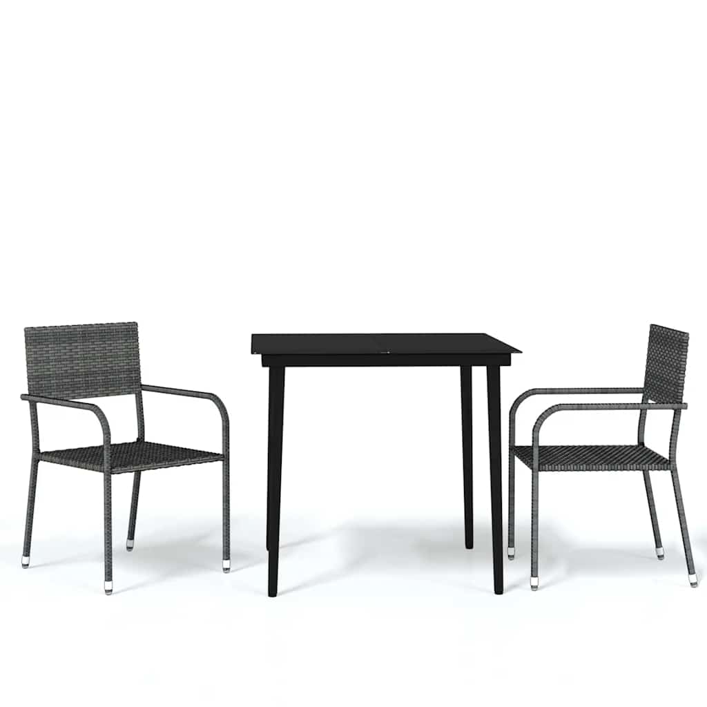Ensemble à manger de jardin 3 pcs Gris