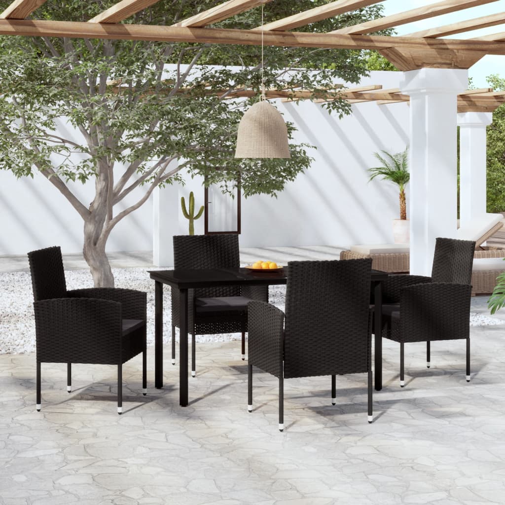 Ensemble à manger de jardin 5 pcs Noir
