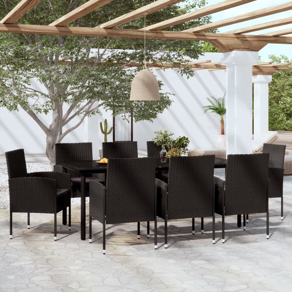 Ensemble à manger de jardin 9 pcs Noir