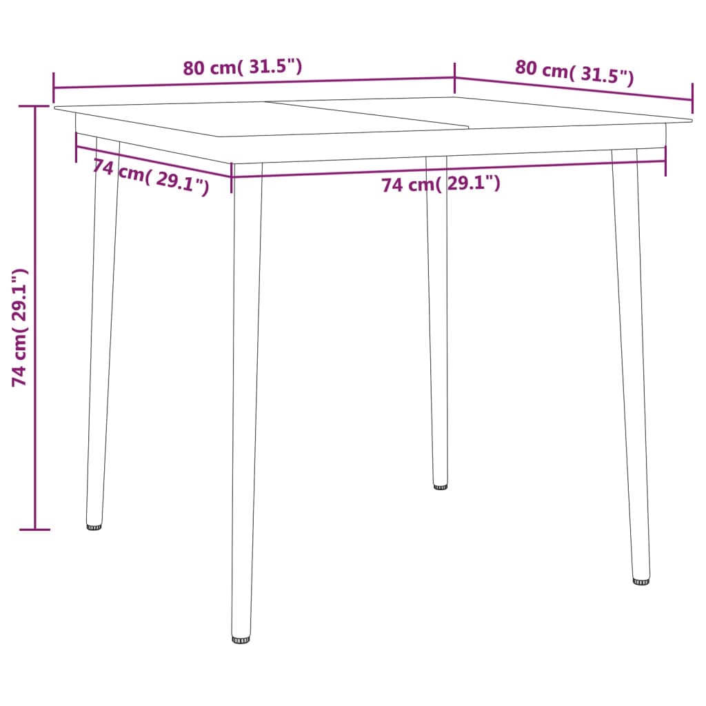 Ensemble à manger de jardin 5 pcs Noir
