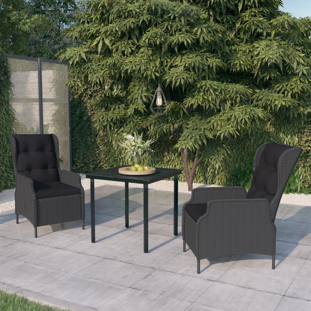 Ensemble à manger de jardin 3 pcs Gris foncé