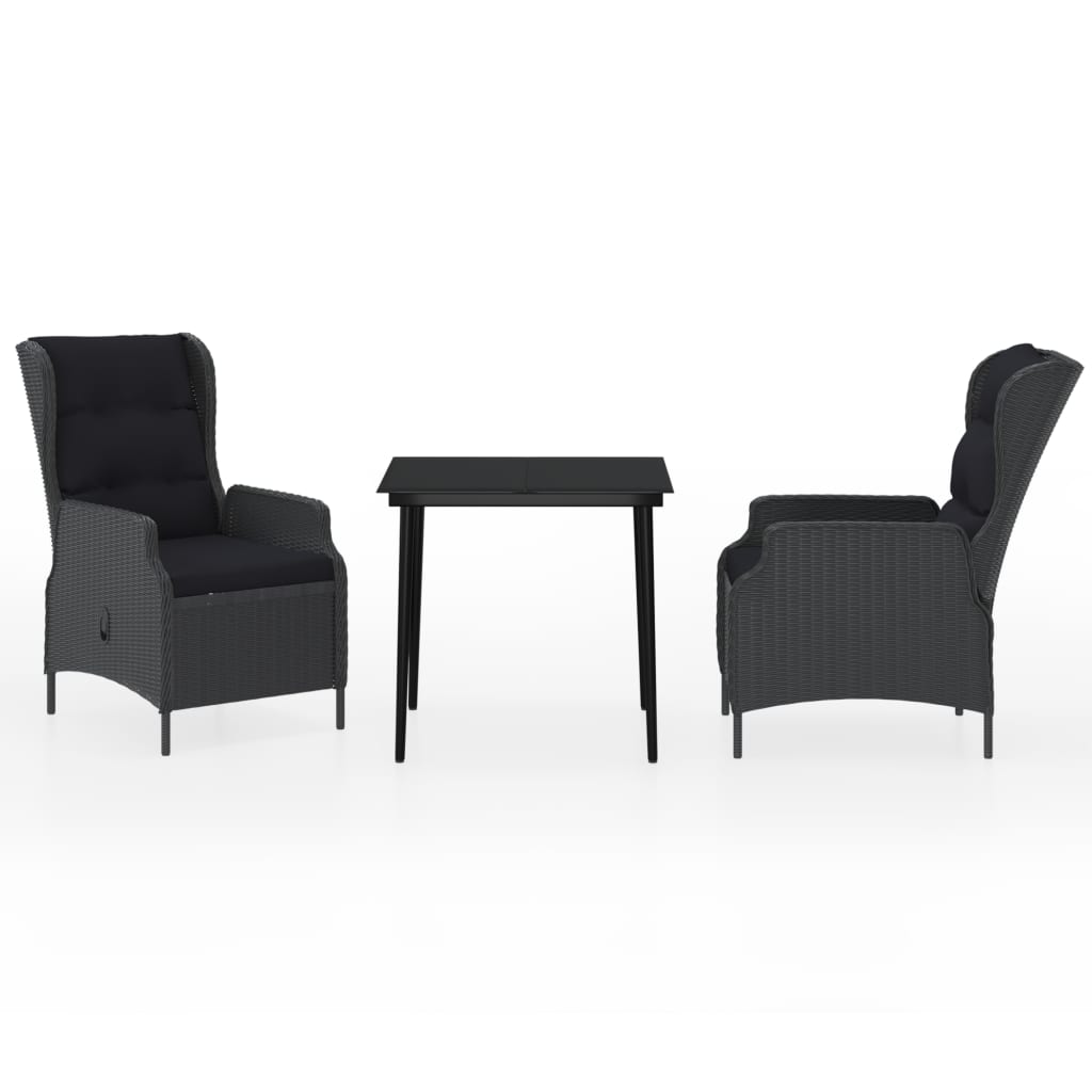 Ensemble à manger de jardin 3 pcs Gris foncé