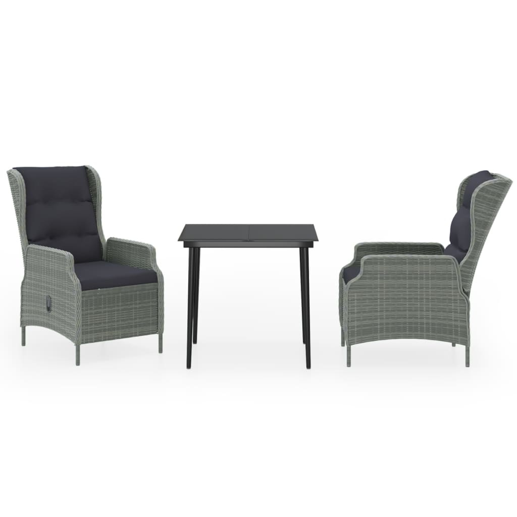 Ensemble à manger de jardin 3 pcs Gris clair