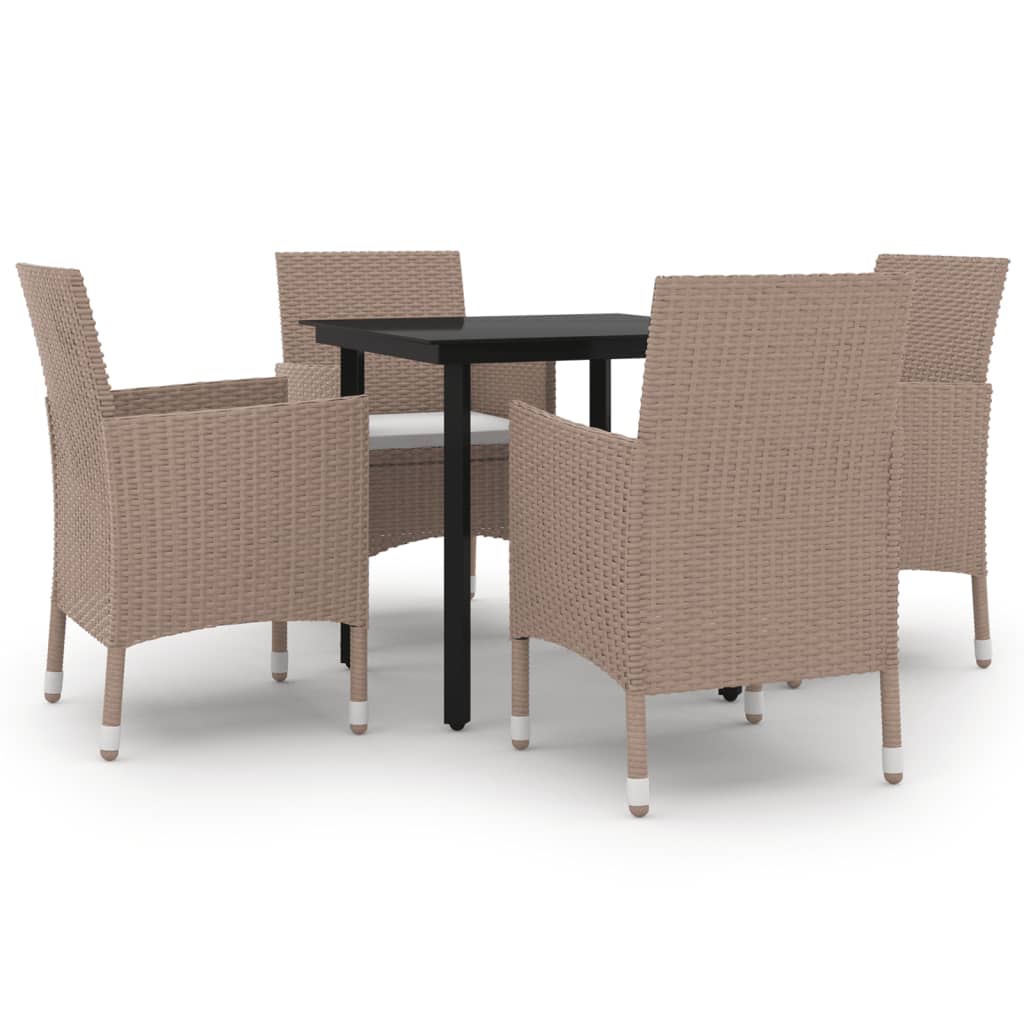 Ensemble à manger de jardin coussins 5 pcs Résine tressée Verre