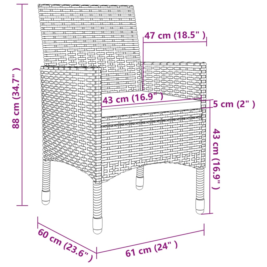 Ensemble à manger de jardin coussins 7 pcs Résine tressée Verre