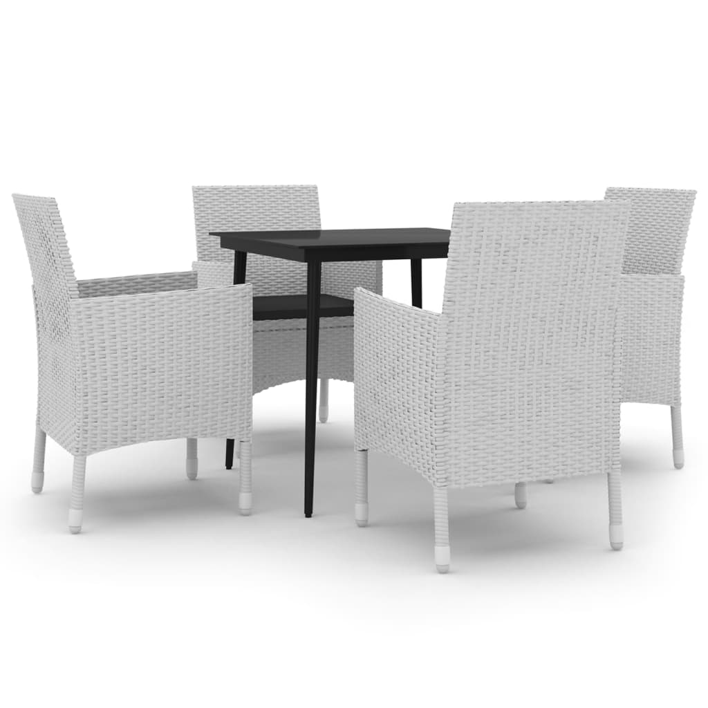 Ensemble à manger de jardin coussins 5 pcs Résine tressée Verre