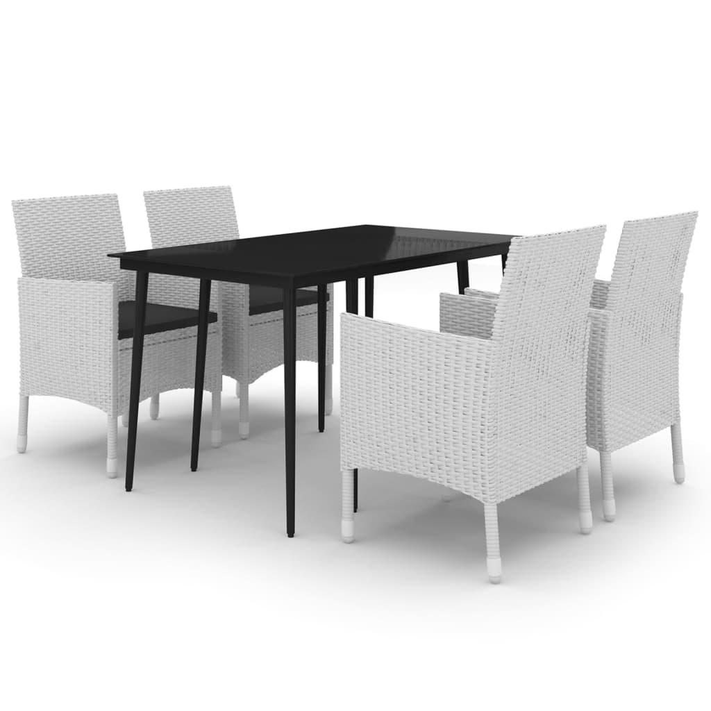 Ensemble à manger de jardin coussins 5 pcs Résine tressée Verre