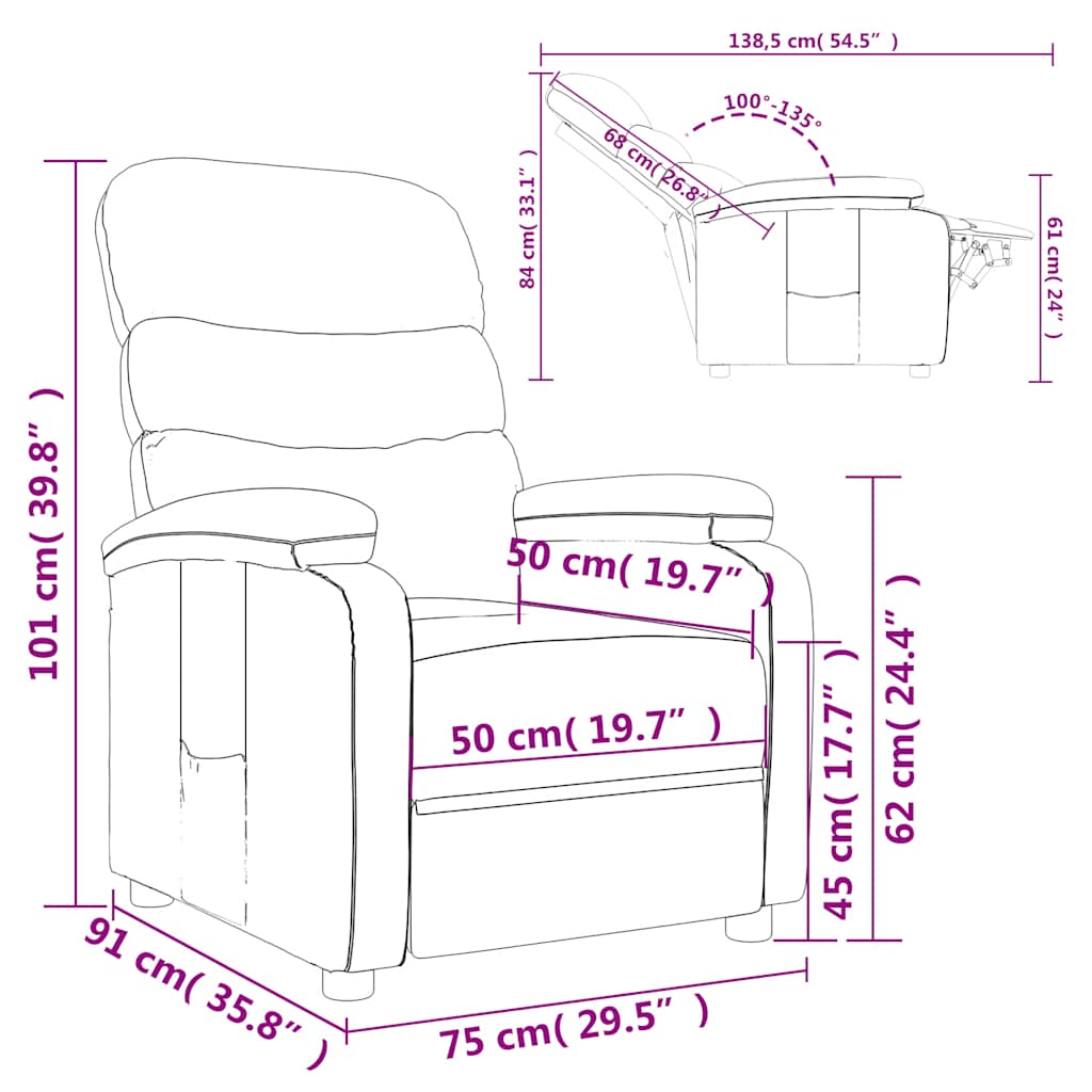 Fauteuil inclinable Taupe Tissu - XIOS