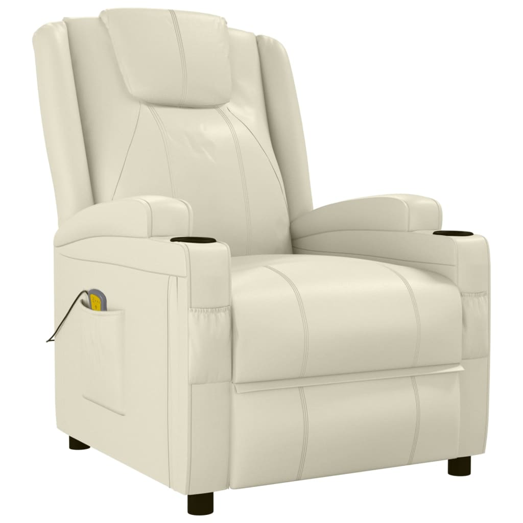 Fauteuil de massage blanc crème similicuir - XIOS
