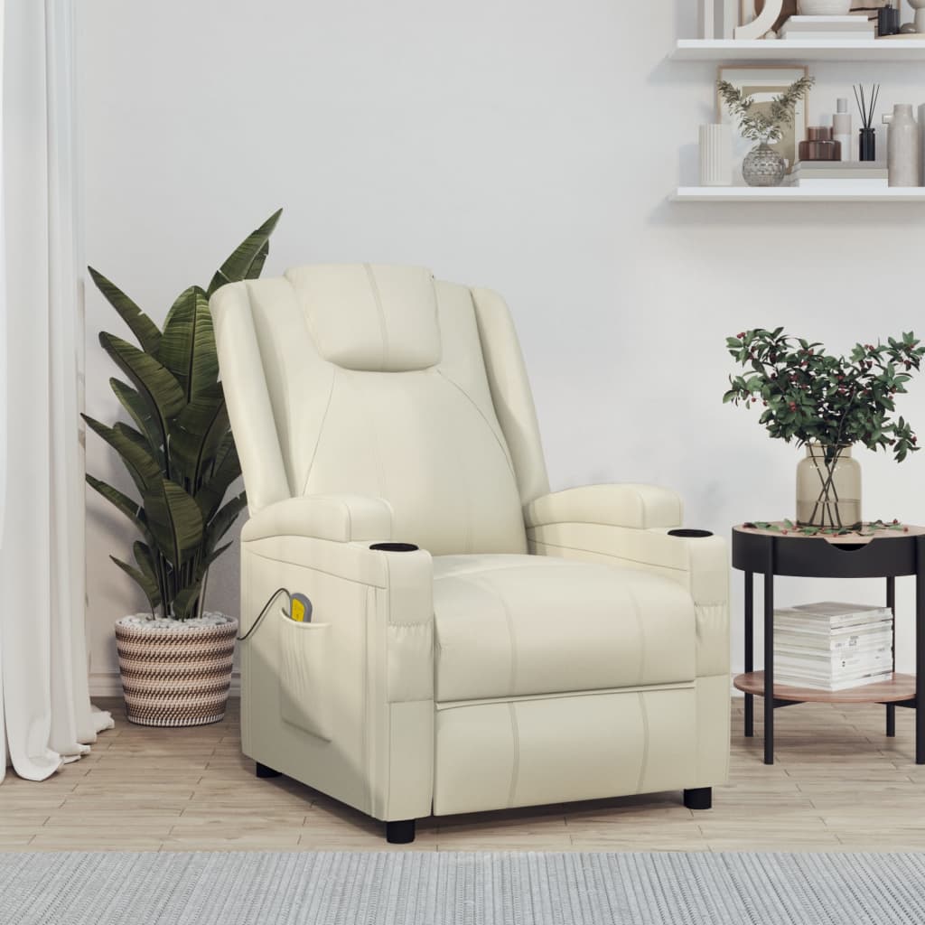 Fauteuil de massage blanc crème similicuir - XIOS