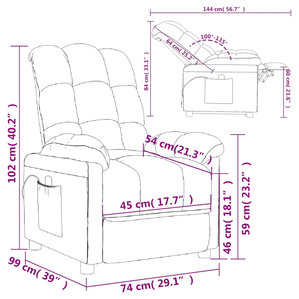 Fauteuil de massage Rouge bordeaux Tissu