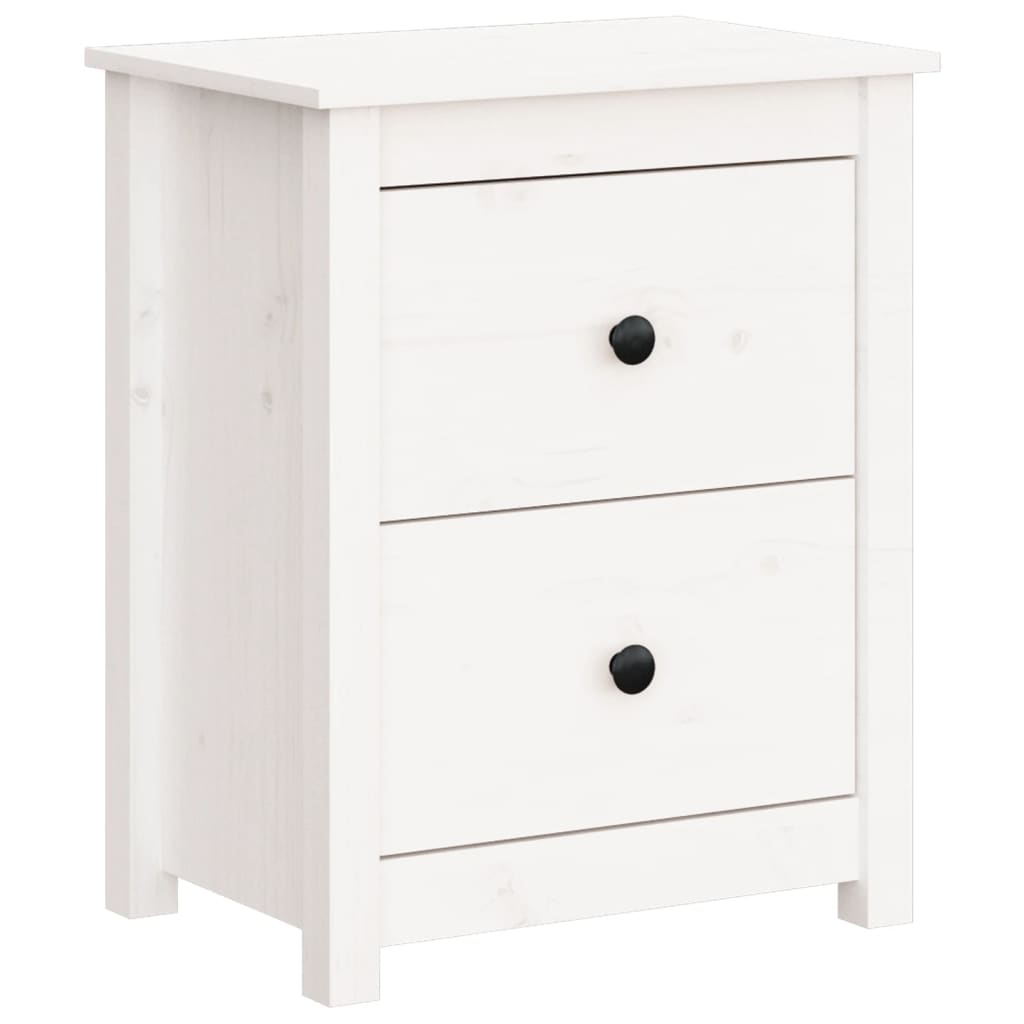 Table de chevet Blanc 50x35x61,5 cm Bois de pin massif - XIOS