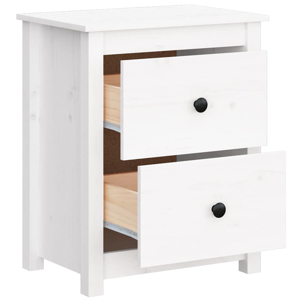 Table de chevet Blanc 50x35x61,5 cm Bois de pin massif - XIOS