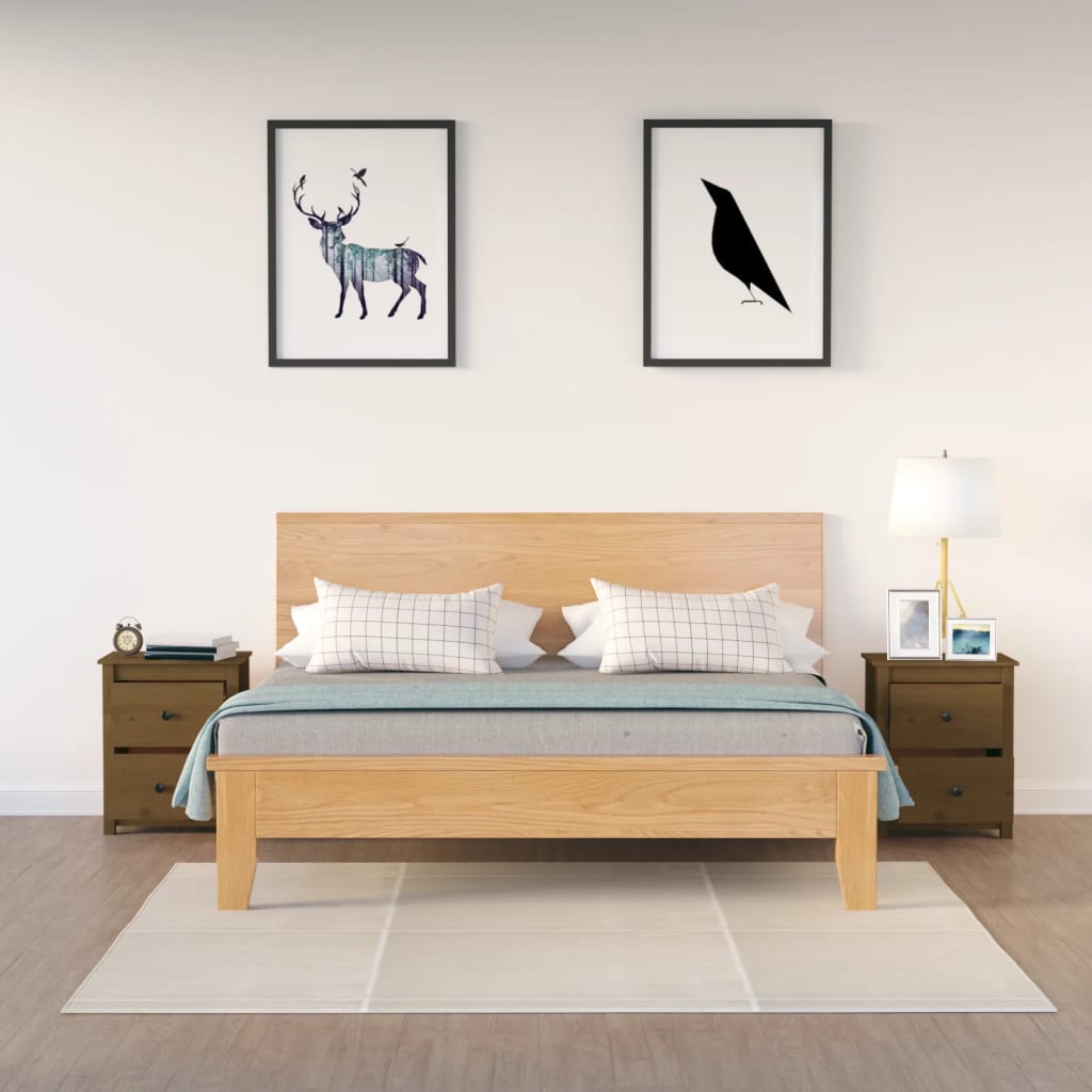 Tables de chevet 2pcs Marron miel 50x35x61,5 cm Bois pin massif - XIOS