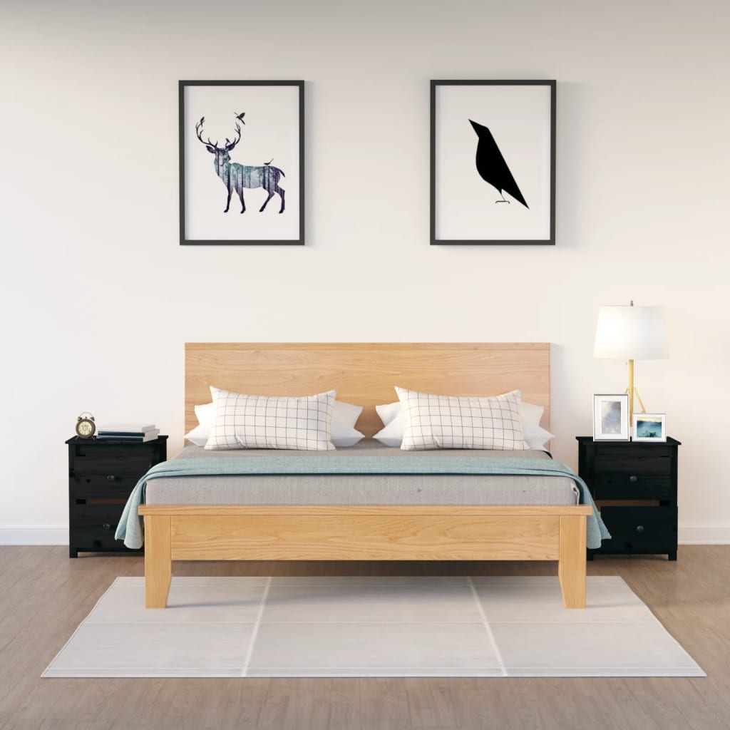 Tables de chevet 2 pcs Noir 50x35x61,5 cm Bois de pin massif - XIOS